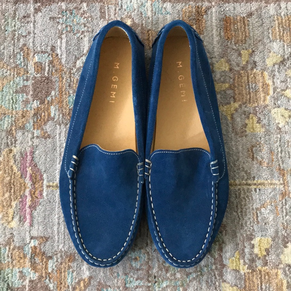 M Gemi Bright Blue Leather Moccasin Size 8 (38.5)